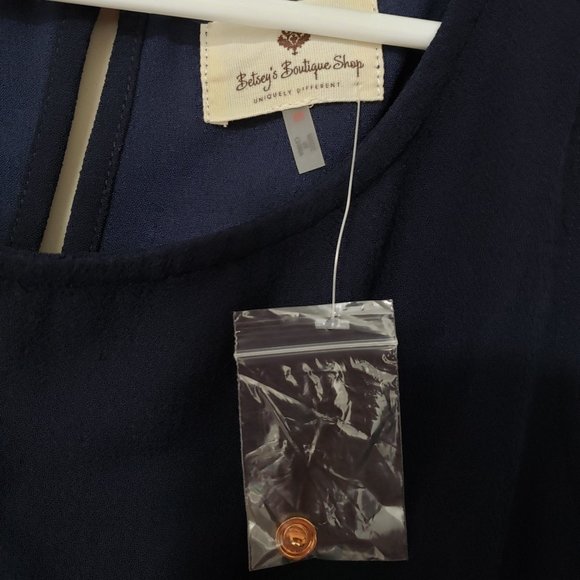 NWOT Navy Blue Scallop Bottom Tank Dress - Picture 5 of 8